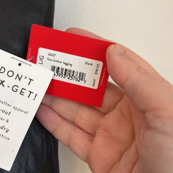 Spanx Women Black Faux Leather Leggings stretch size large new with tags! - Picture 7 of 12